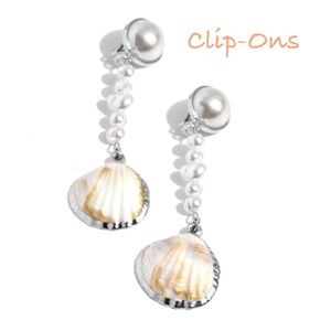 Shell & Pearl Clip-on Earrings